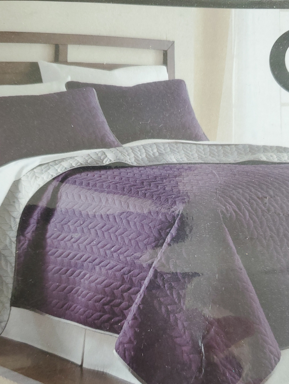Reversible Purple Quilt&Shams Set(3 Piece) Queen Bedding New In Bag